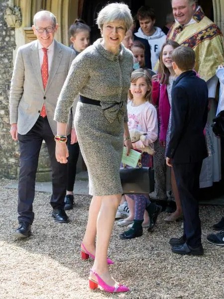 Theresa with her pink block-heel.