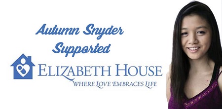 Autumn's headshot on the right as a banner for Elizabeth House in a white background. She smiling wearing a purple top.