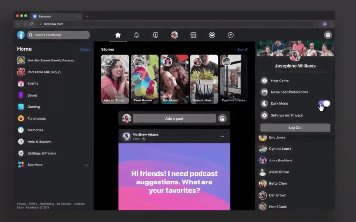 Facebook Introduces Dark Mode for Desktop Users