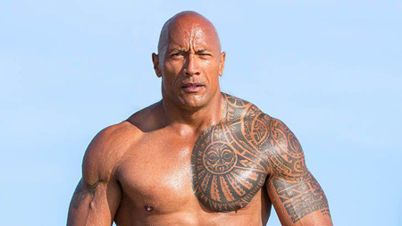 Shirtless Dwayne Johnson.