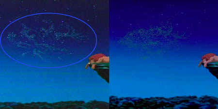 The infamous 'sex' spelled out scene in The Lion King.