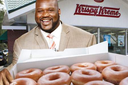 Shaq promoting Krispy Kreme.