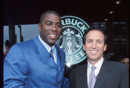 Magic Johnson and Howard Shcultz