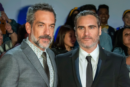 Todd Phillips and Joaquin Phoenix during the premier of Joker