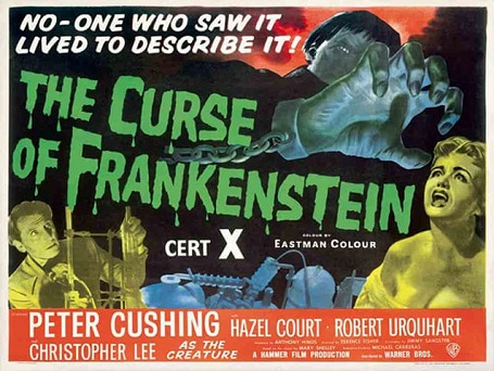 The poster of 'The Curse of Frankenstein.