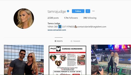 Snapshot of Tamra Judge's recent Instagram page.