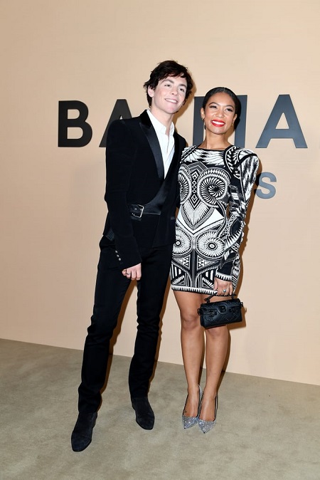 Ross Lynch and Jaz Sinclair at the Balmain Menswear show at Paris Fashion Week