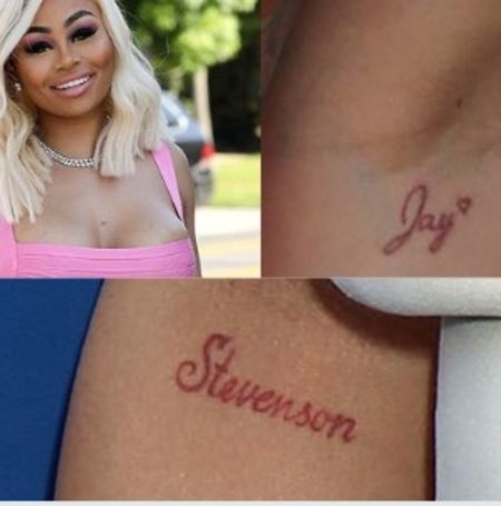 Blac Chyna got tat in both of her elbow dedicated to ger exs,