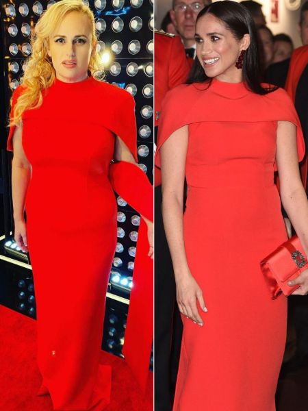 Rebel Wilson and Meghan Markle similar dresses.