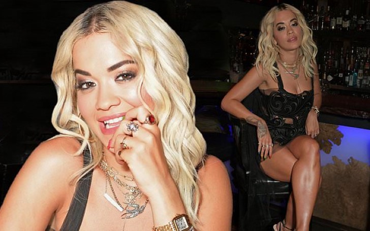 Rita Ora Sizzled in Black Floral Mini Dress at Formula E Dinner in Chile